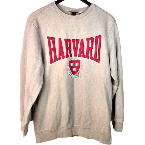 Harvard University Logo Sweatshirt Regular Fit by H&M Beige Cotton Blend Small - Picture 1 of 5
